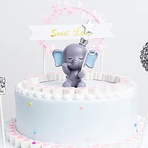 1 Pair Blue Elephant Cake Toppers, Elephant Figure Collection Playset