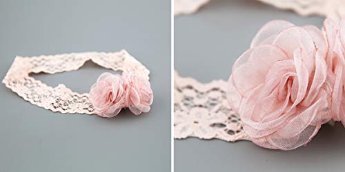 Kercisbeauty Baby Girls Pink Bows Headband Lace Flower Headwear
