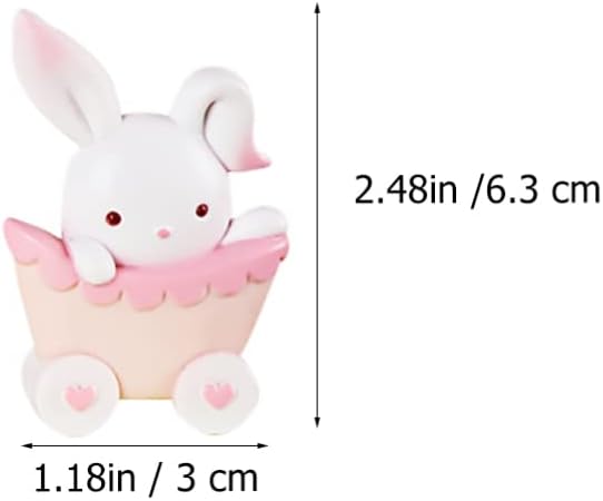 GALPADA Rabbit Train Mini Resin Toy Doll Ornaments Set Cake