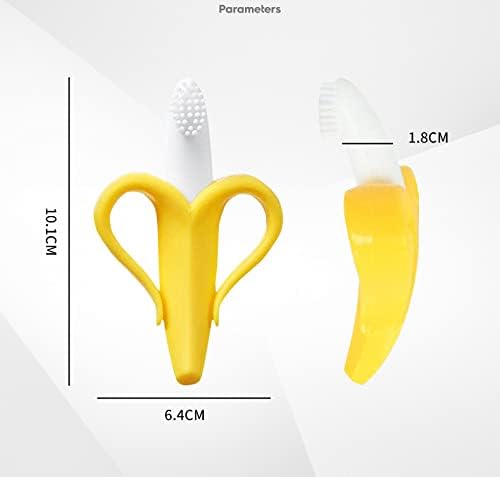 Banana Teether, Soothing Pain Relief Soft Silicone Train Baby Toothbrush 3+ Months