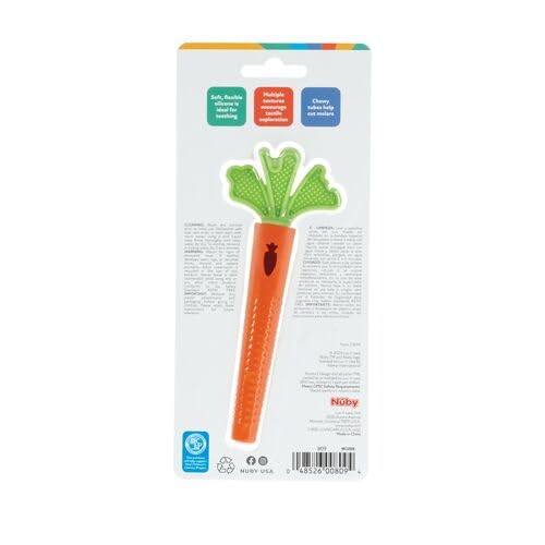 Nuby Silicone Carrot Tube Teether - Baby Teething Toy 3+ Months