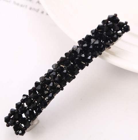 2Pcs Black Hair Clips, Handmade Rhinestone Barrettes Metal Hair Holders