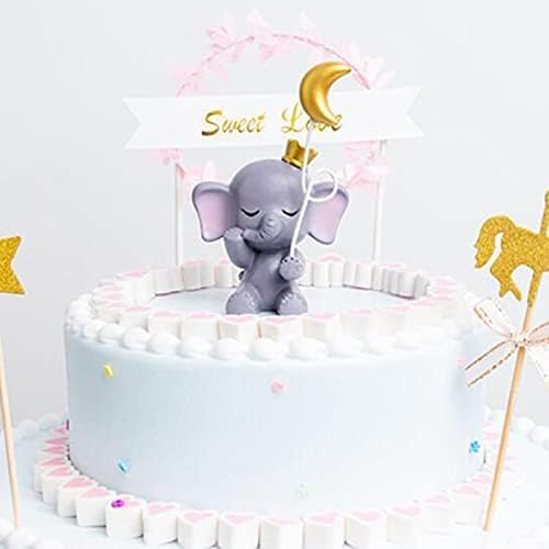 1 Pair Blue Elephant Cake Toppers, Elephant Figure Collection Playset