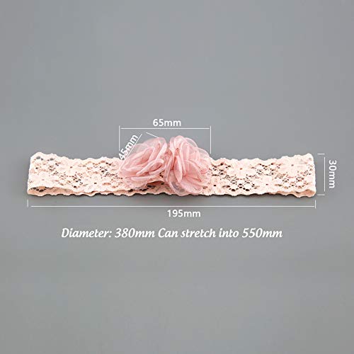 Kercisbeauty Baby Girls Pink Bows Headband Lace Flower Headwear