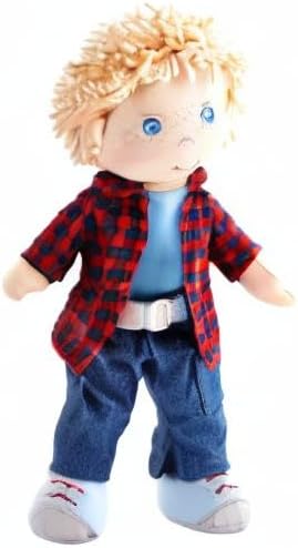 HABA Nick 12" Soft Doll - Baby Boy Doll with Blonde Hair and Blue Eyes (Machine Washable) Perfect Plush Doll Baby for 18 Months & Up