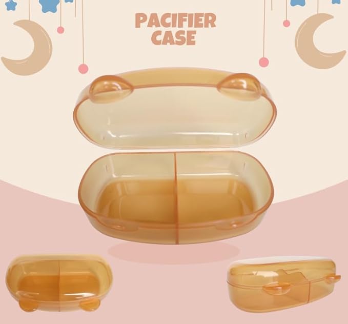 Pacifier Case Holder Storage 2 Pacifier with Division Transparent Portable