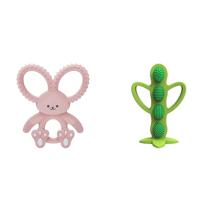 Dr. Brown's Flexees Pink Bunny Silicone Teether and Peapod Teether