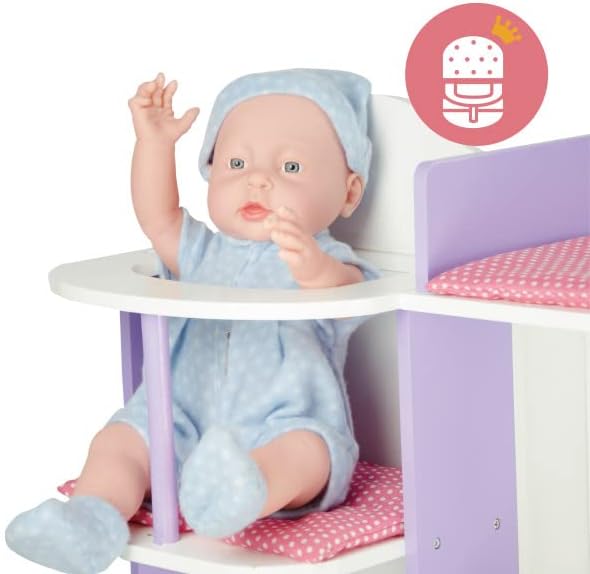 Olivia's Little World Little Princess Baby Doll Two-Sided Wooden Baby Doll Changing Station with Storage Shelves, Closet