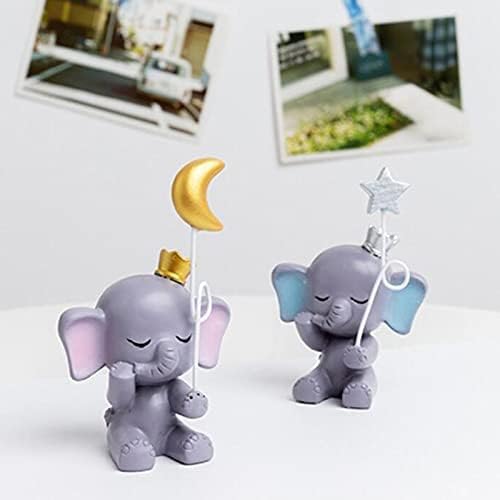 1 Pair Blue Elephant Cake Toppers, Elephant Figure Collection Playset