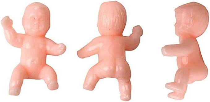 1.2" King Cake Babies Mini Plastic Babies for Baby Shower 24PCS (White)