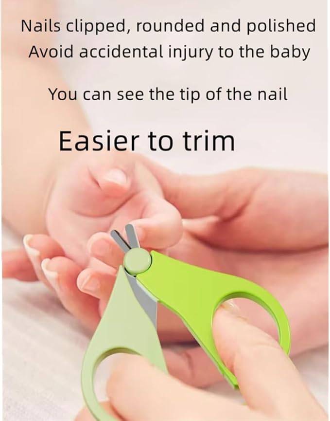 Baby Nail Clippers,4-in-1 Infant Nail Safety Care Set,Baby Pedicure Tool Include ;Baby Nail Clippers,Baby Nail Scissors, Nail File,Tweezers, Suitable for Newborn, Infant Toddler Big Kid/Green