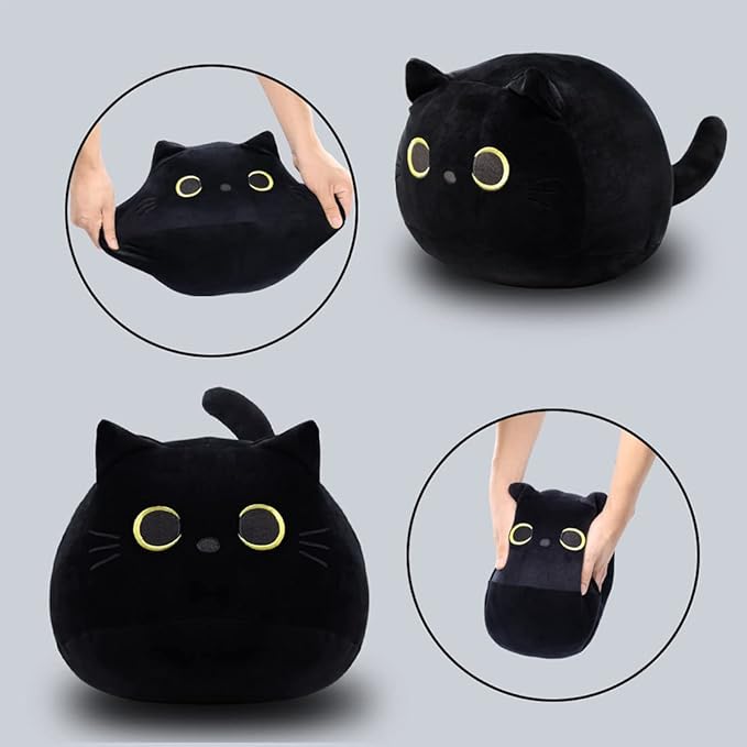 iBccly 8" Black Cat Plush Toy Black Cat Pillow,Soft Plush Doll Cat Plushie Cat Pillow 8 in)
