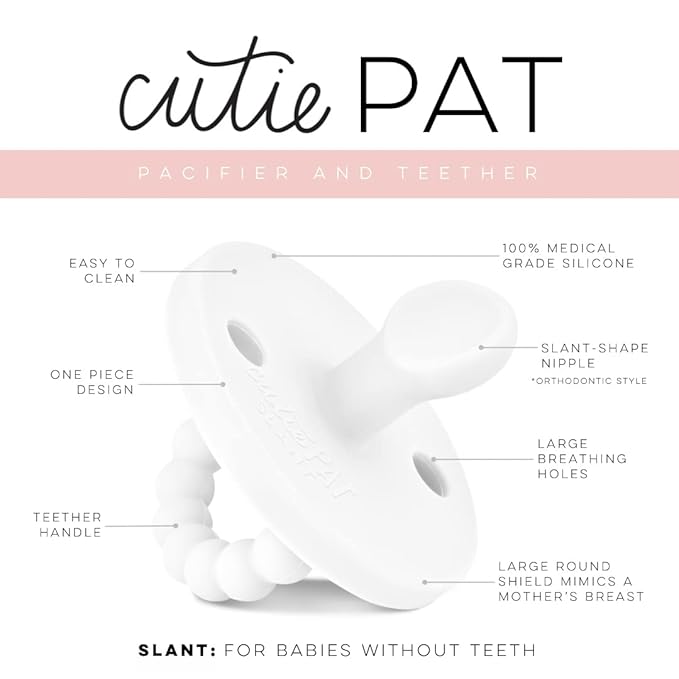 Ryan & Rose Cutie PAT Pacifier Teether (Slant, White)