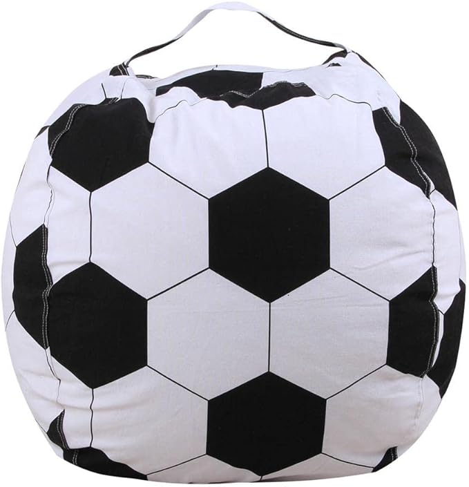 Storage Bean Bag Chair 18 Inch Beanbag Cover with Zipper for Kids Plush Toys Game Play (Football)