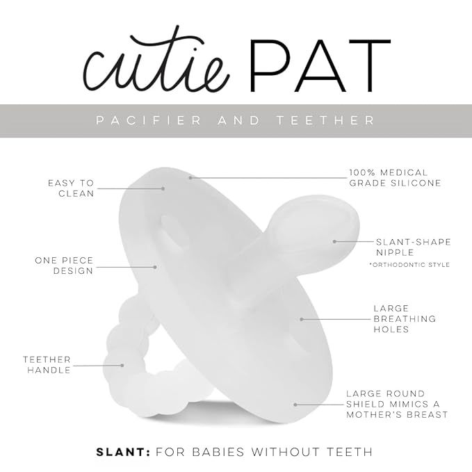 Ryan & Rose Cutie PAT Pacifier Teether (Slant, Clear)