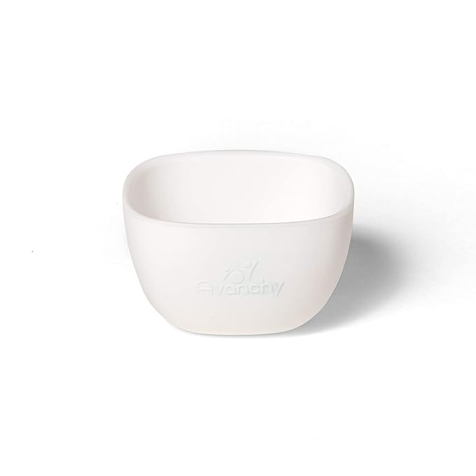Avanchy Baby Bowls Silicone MINI Prep Bowl Set for Babies Kids Toddler for Feeding Food 4 oz, White