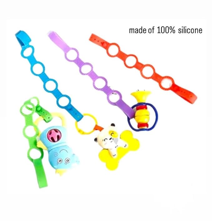 Pack of 4 Baby Toy Straps - Adjustable Elastic Straps for Strollers, High Chairs