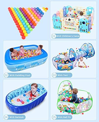 MoonxHome Ball Pit Balls for Toddlers, BPA Free Crush Proof Plastic Toy Balls for Ball Pit 2.15 Inch 100…