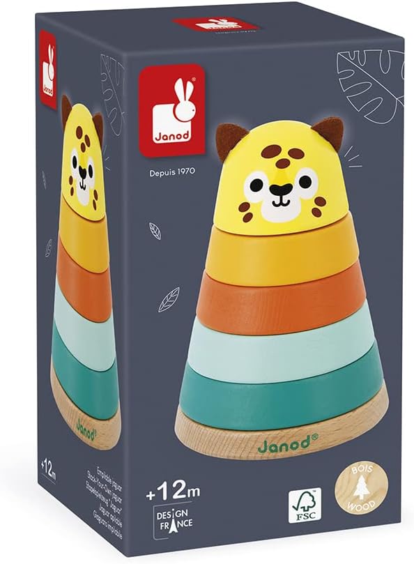Janod - Tropik Jaguar Stacking Toy 5 Stackable 1 Year J08261