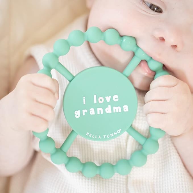 Bella Tunno Happy Teether – Soft & Easy Grip Baby Teether Toy, Silicone Teether Ring to Help Soothe Gums, Non-Toxic and BPA Free, I Love Grandma