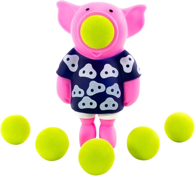 Hog Wild Pig Popper Toy - Shoot Foam Balls Up to 20 Feet 6 Balls 4+