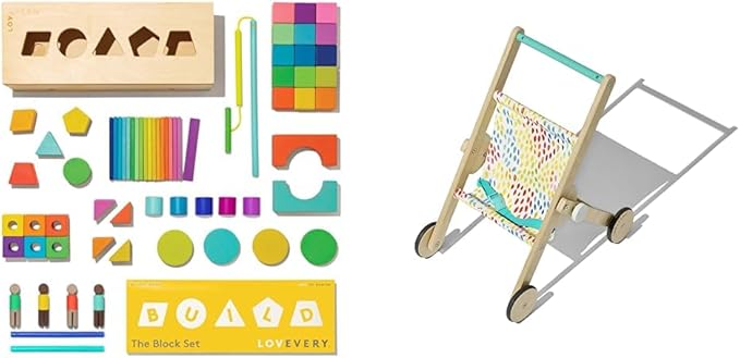 Lovevery 70-Piece Solid Wood Building Block Set, Shapes 12 Months+