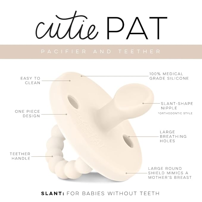 Ryan & Rose Cutie PAT Pacifier Teether (Slant, Ivory)