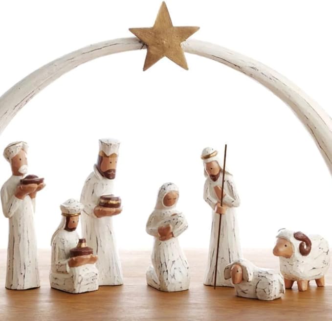 White Arch Tabletop Nativity Set