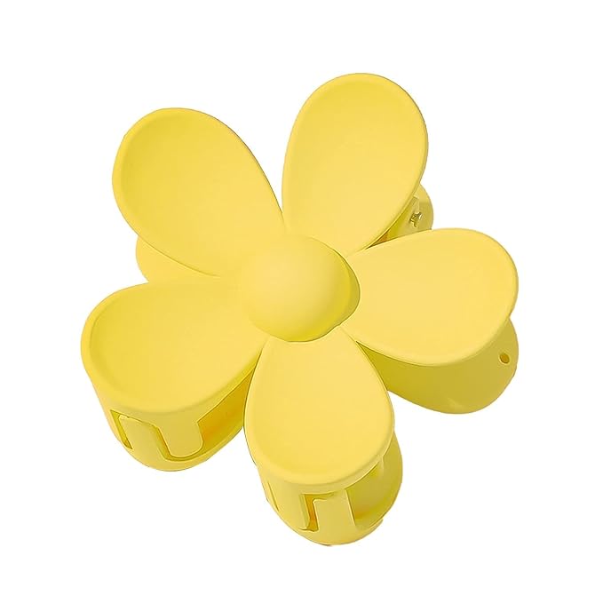 Light Yellow Hair Claw Clips Flower Shaped Plastic Jaw Clips