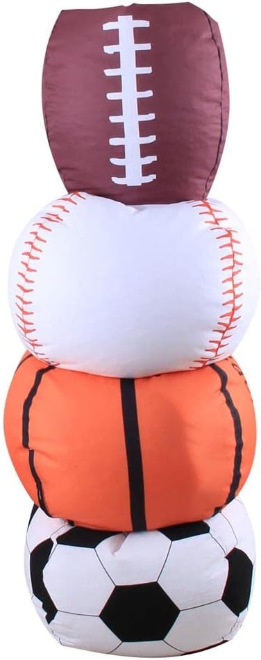 Storage Bean Bag Chair 18 Inch Beanbag Cover with Zipper for Kids Plush Toys Game Play (Football)