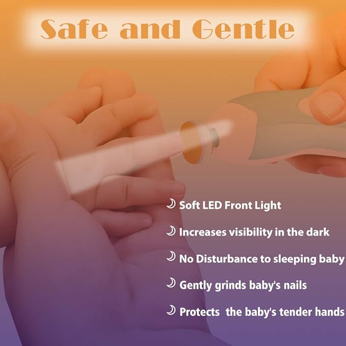 Baby Nail Trimmer Electric Nail File Baby Nail Clippers, 20 in 1 Safe Nail Filer Grinder Kit for Newborn Infant Toddler Kids or Adults Toes Fingernails Care Trim Polish, Led Light and Grinding Heads