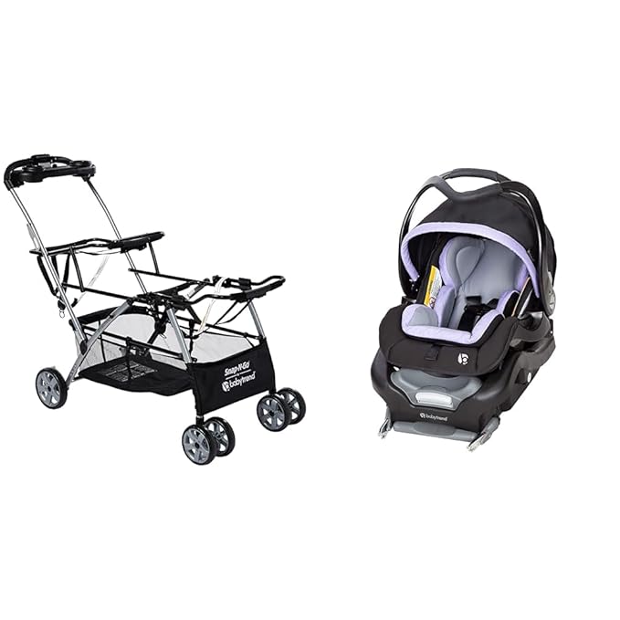 Baby Trend Universal Double Snap-N-Go Stroller Frame & Secure Snap Tech 35 Infant Car Seat, Lavender Ice