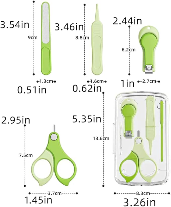 Baby Nail Clippers,4-in-1 Infant Nail Safety Care Set,Baby Pedicure Tool Include ;Baby Nail Clippers,Baby Nail Scissors, Nail File,Tweezers, Suitable for Newborn, Infant Toddler Big Kid/Green