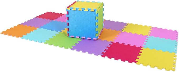 Meiqicool EVA Foam Puzzle Play Mat for Baby - Non Toxic Interlocking Soft Floor Tiles Color,20pcs