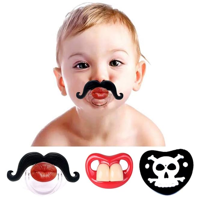 YAPROMO 3 PCS Funny Pacifiers for Babies Cute Mustache Pacifiers