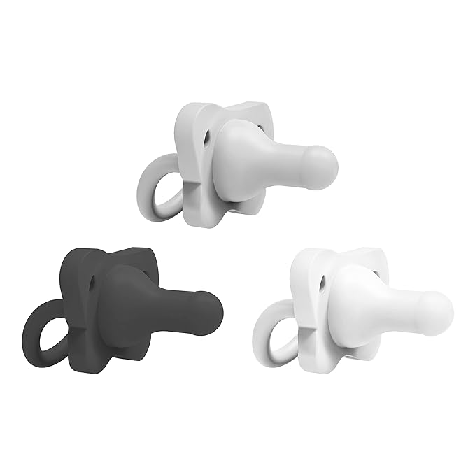 Dr. Brown's HappyPaci 100% Silicone Baby Pacifier, Contoured One-Piece Design 0-6m, BPA-Free, 3 Pack