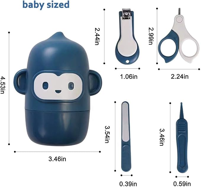 Socub Baby Nail Kit, Baby Nail Clipper, Scissor, Nail File, Tweezer, 4-in-1 Baby Grooming Kit Set for Newborn, Infant, Toddler, Blue