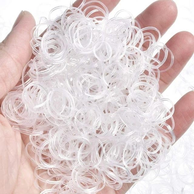 1000 Clear Mini Rubber Bands, Soft Elastic Hair Ties
