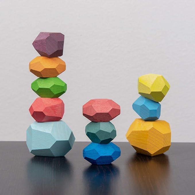 Wooden Rocks Stones Tumi ISHI Wood Balancing Stacked Stone Baby (16pcs Deep