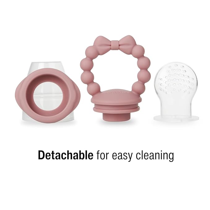 PandaEar 3 Pack Baby Fruit Food Feeder Pacifier with 3 Different Size Silicone Pouch, Silicone Teethers for Babies 3-6-12 Months
