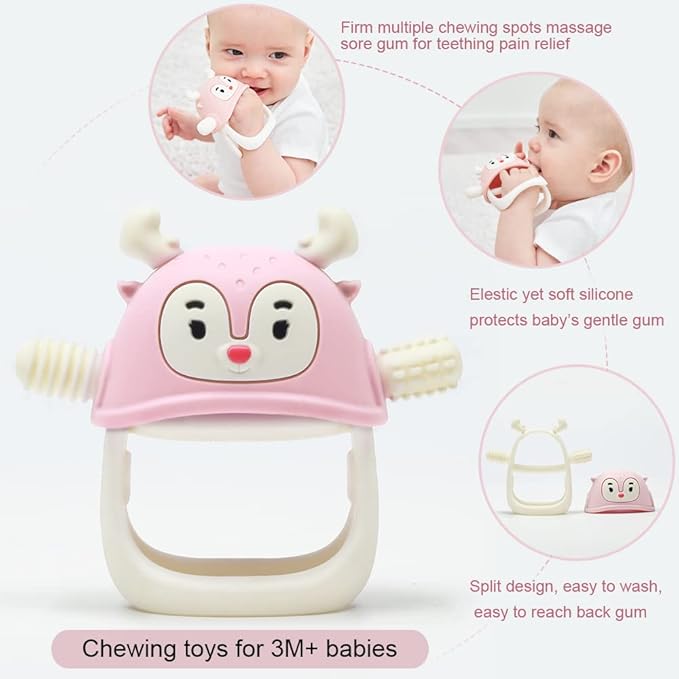 Smily Mia Teething Toys/Teethers for Babies 6-12 Months, Reindeer Baby Chew Toy 3-6 Months for Teething Relief
