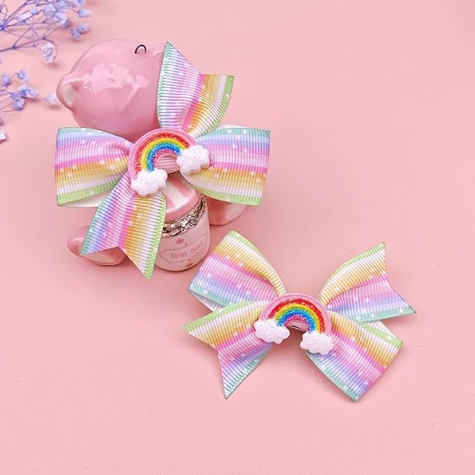 Baby Rainbow Snap Clips Bow Toddler Rainbow Clips Bowknot Infant JHP05 (2