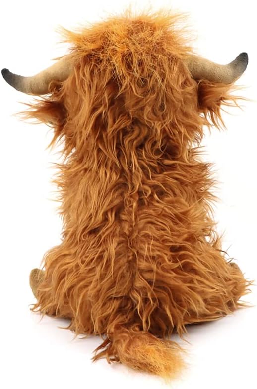 Highland Cow Stuffed Animals Plush Toy Fluffy Bull Animal Doll 10 inch