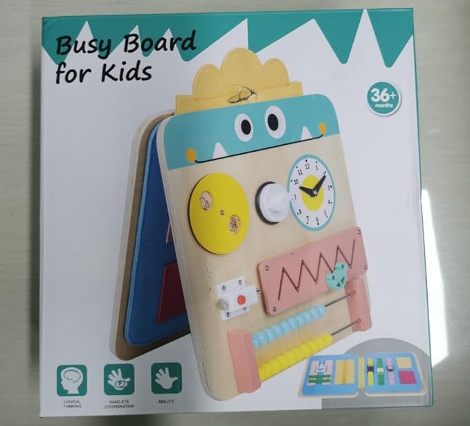 HELLOWOOD 17 for 1 Wooden Busy Board for Kids, Montessori Toys for 2 3 4 Years Old 2-4, Fine
