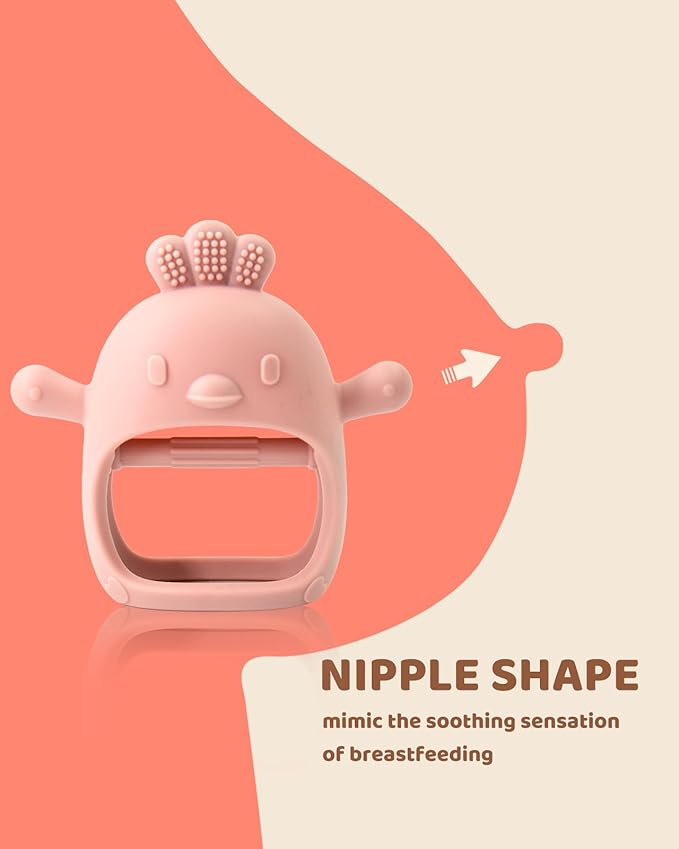 3 Packs Baby Teething Toy Silicone Teething Mitten for Babies Over 3 Months Anti Dropping Wrist Hand Teethers Baby Chew Toys for Sucking Needs, BPA Free (Pink