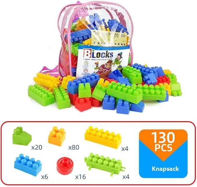 Baby Building Blocks, Kids Building Blocks Toys for 1 2 3 4 5 Year Old Boys Girls Toddlers 130 PCS