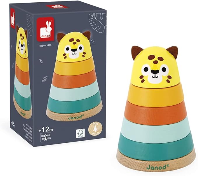 Janod - Tropik Jaguar Stacking Toy 5 Stackable 1 Year J08261