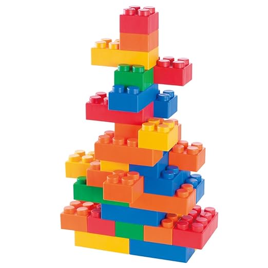 UNiPLAY Plump Soft Building Blocks - 60-Piece Jumbo Stacking Multicolor Set for Early Cognitive Development and Creative Play 3 Months+