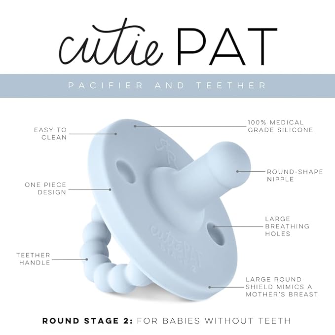 Ryan & Rose Cutie PAT Pacifier Teether (Stage 2, Blue)