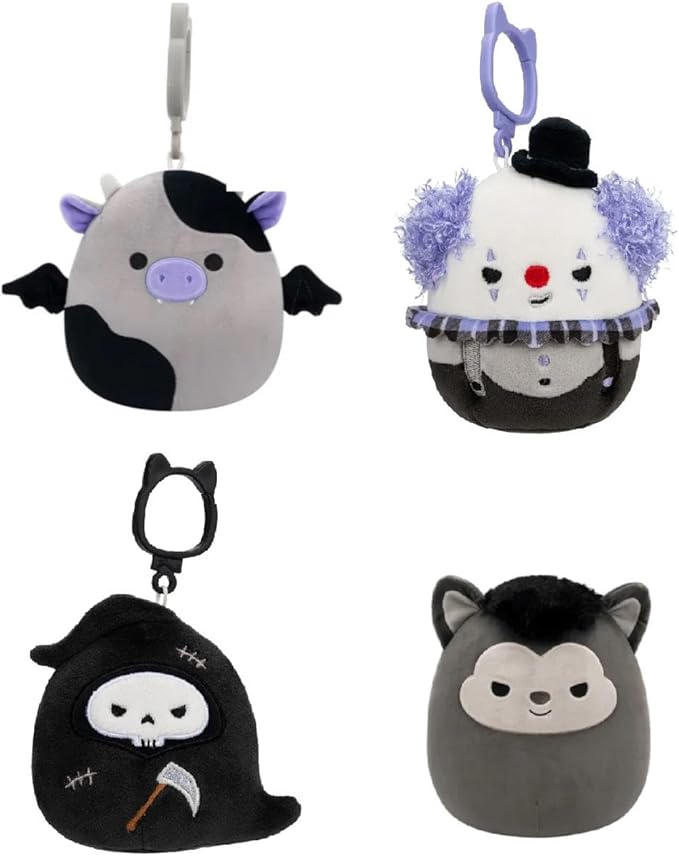 Squishmallows 2024 Halloween Squad 3.5" Mini Plush Doll Clip Keychain, Set of 4